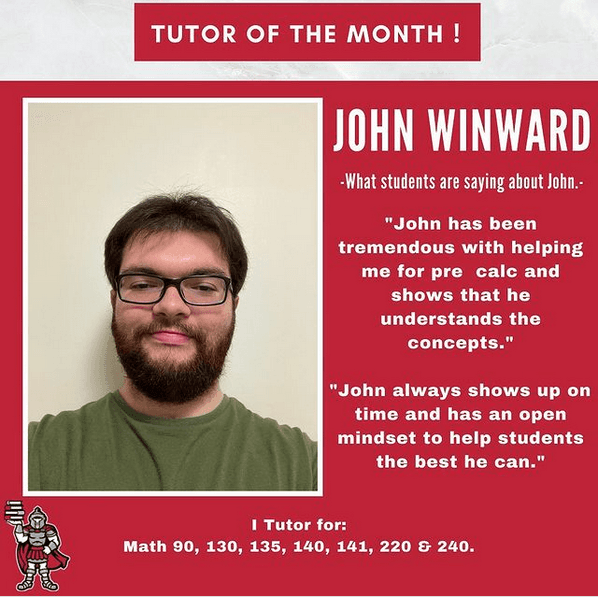 A image recognizing John Winward for winning tutor of the month in February